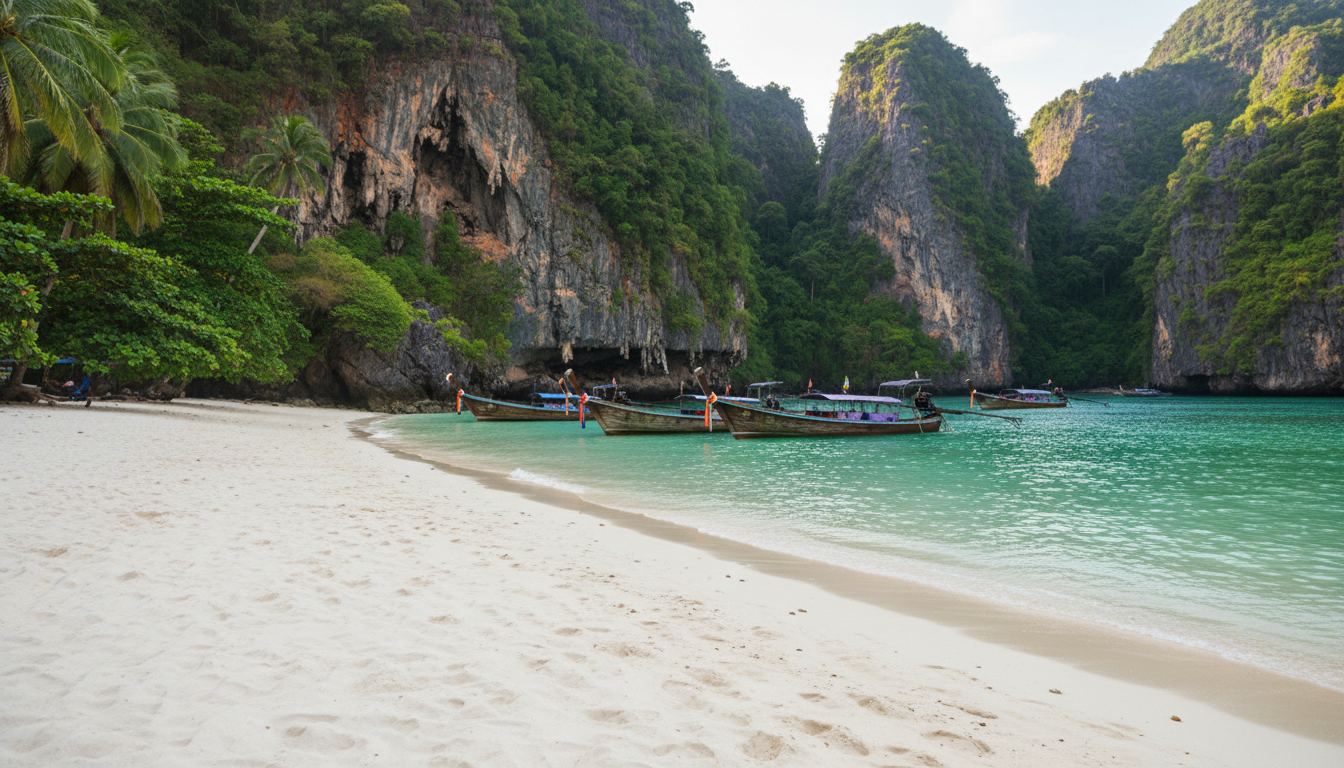 explorez railay beach, un véritable joyau caché, et laissez-vous envoûter par ses plages paradisiaques, ses eaux turquoise et ses paysages à couper le souffle.