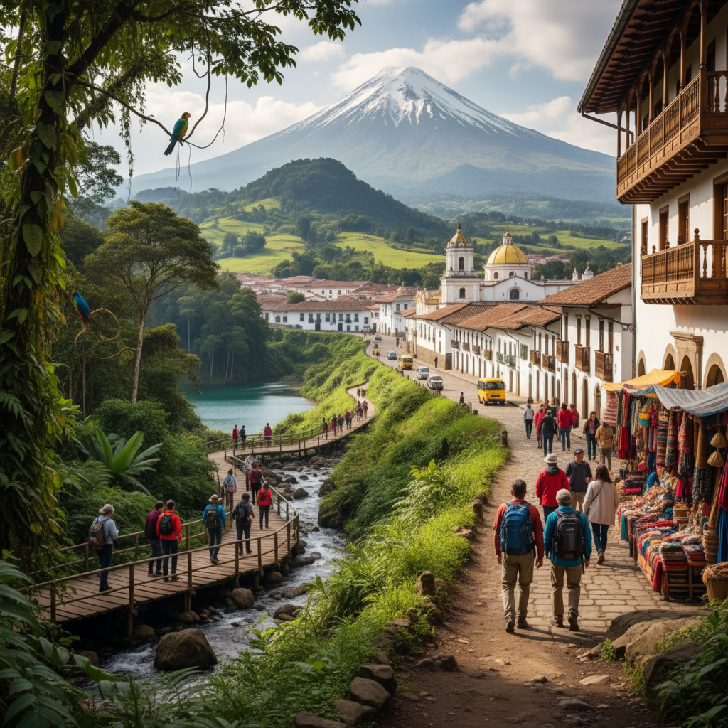 découvrez les plus beaux sites à visiter en équateur avec notre circuit touristique complet. plongez au cœur de paysages époustouflants, de la forêt amazonienne aux sommets andins, et explorez culture, nature et traditions.