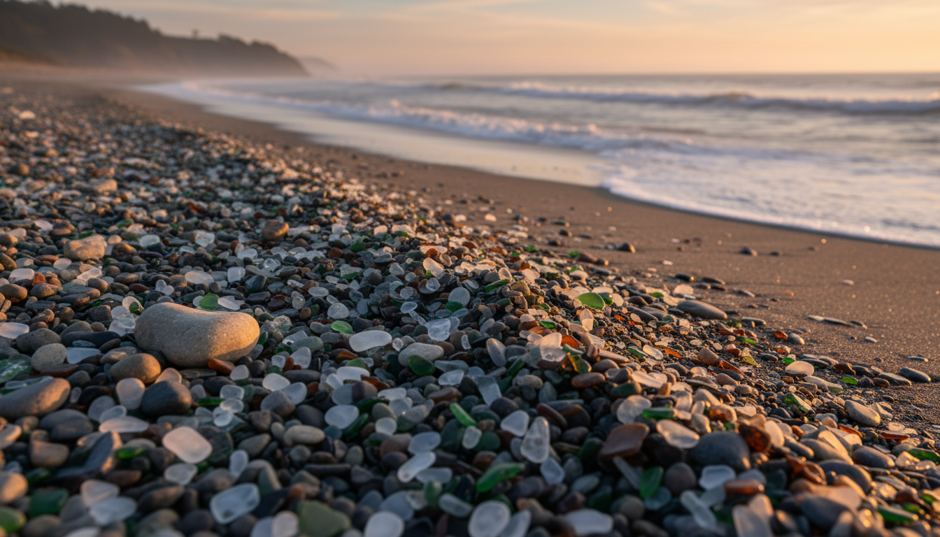 découvrez glass beach en californie, une plage unique par ses milliers de morceaux de verre polis par la mer, véritable trésor naturel et témoignage historique fascinant de l'évolution humaine.