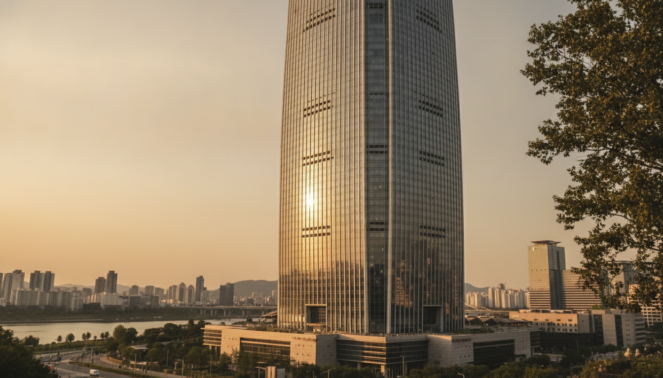 explorez la hauteur spectaculaire de la lotte world tower à séoul, un chef-d'œuvre architectural et l'un des plus hauts gratte-ciels du monde, offrant une vue imprenable sur la ville.
