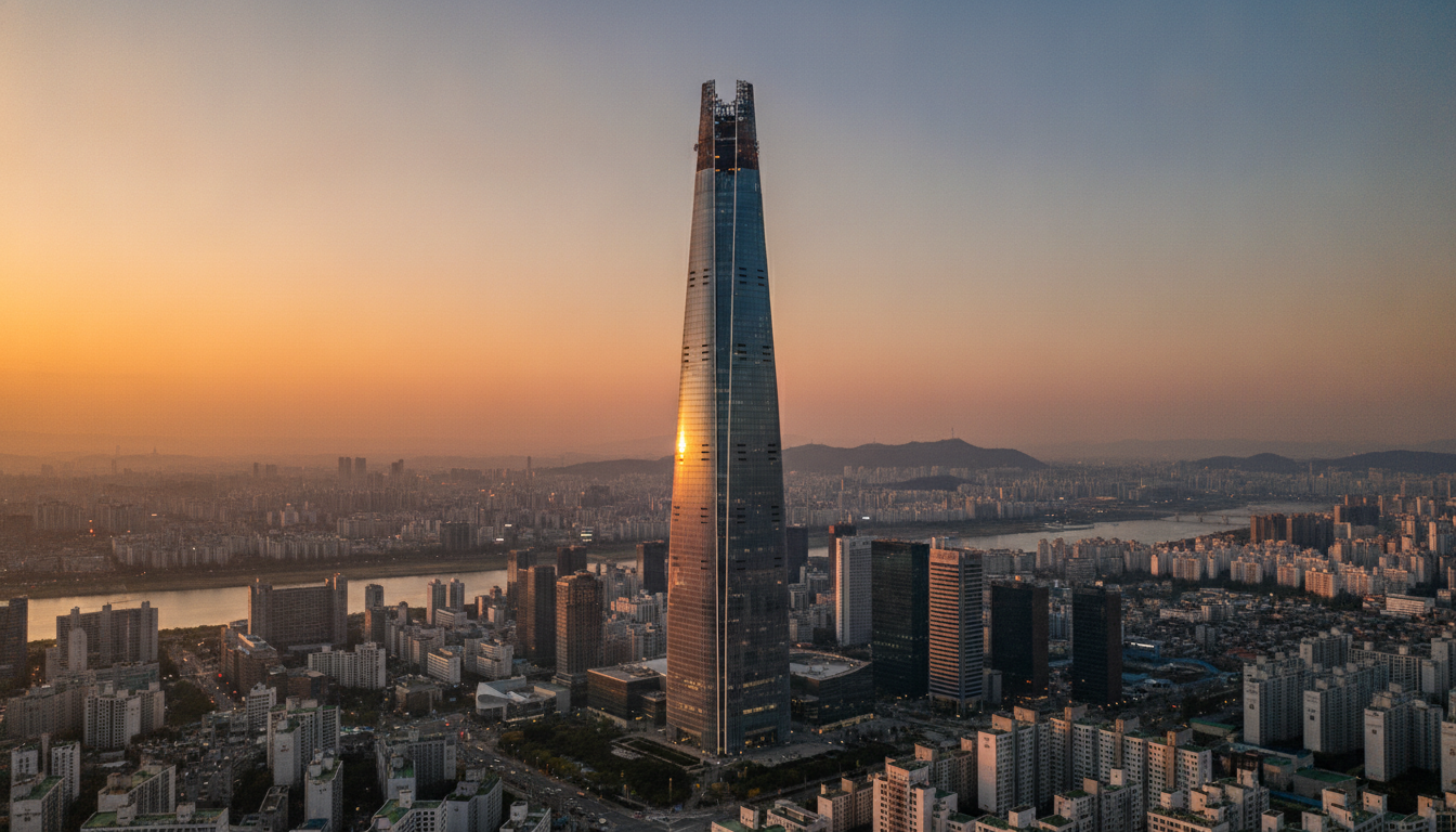 explorez la majestueuse lotte world tower à séoul et découvrez sa hauteur impressionnante, symbole d'innovation et de modernité en corée du sud.